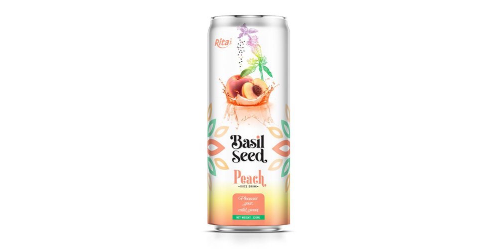 Supplier Basil Seed Drink With Peach Flavor 330ml Can